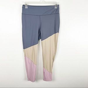 CUT THE FRILLS Color Block High Rise Leggings Large Gym Yoga Pilates Running
